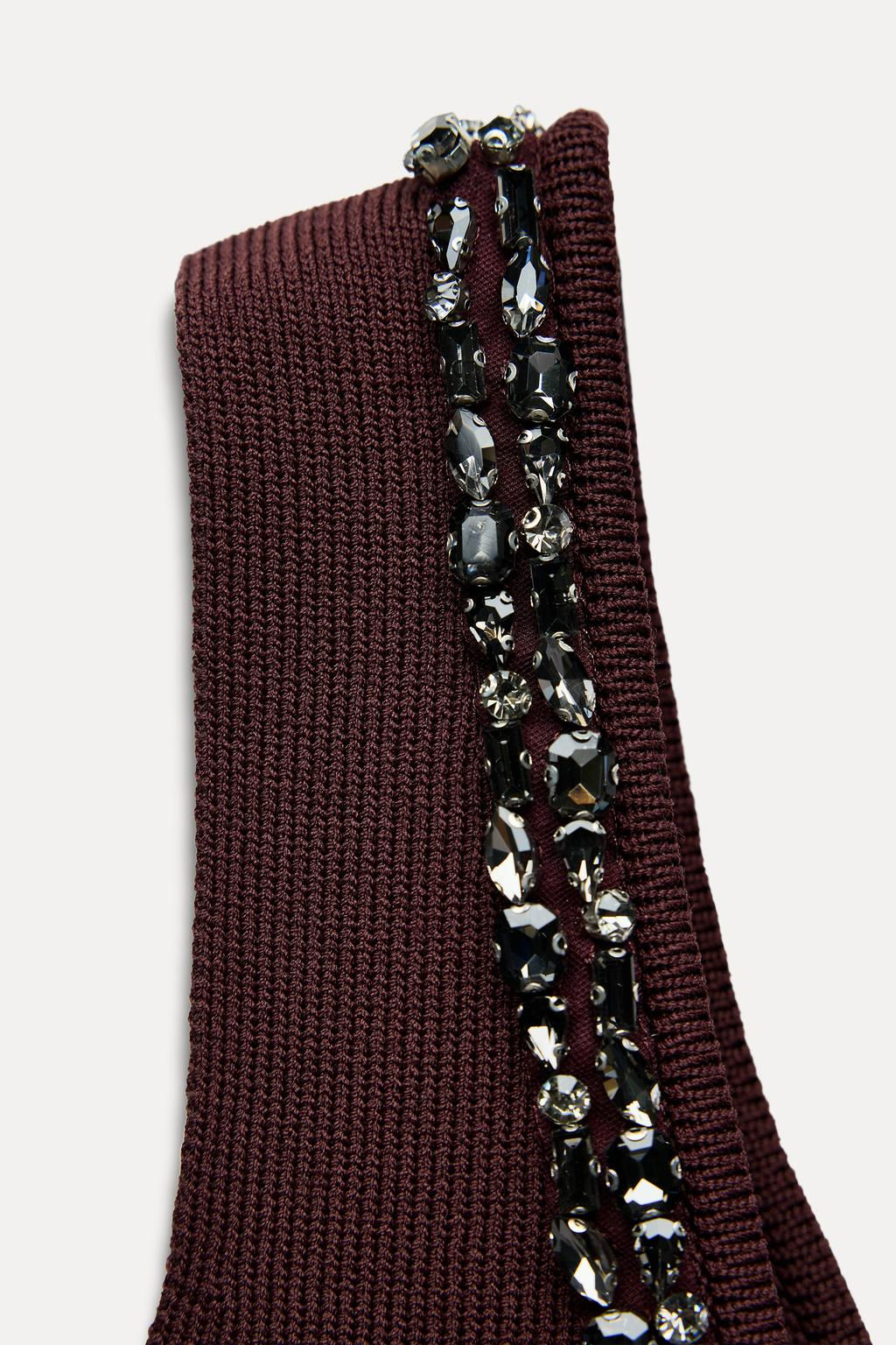 PLAIN KNIT TOP WITH RHINESTONE BEADS - Zara фото 9