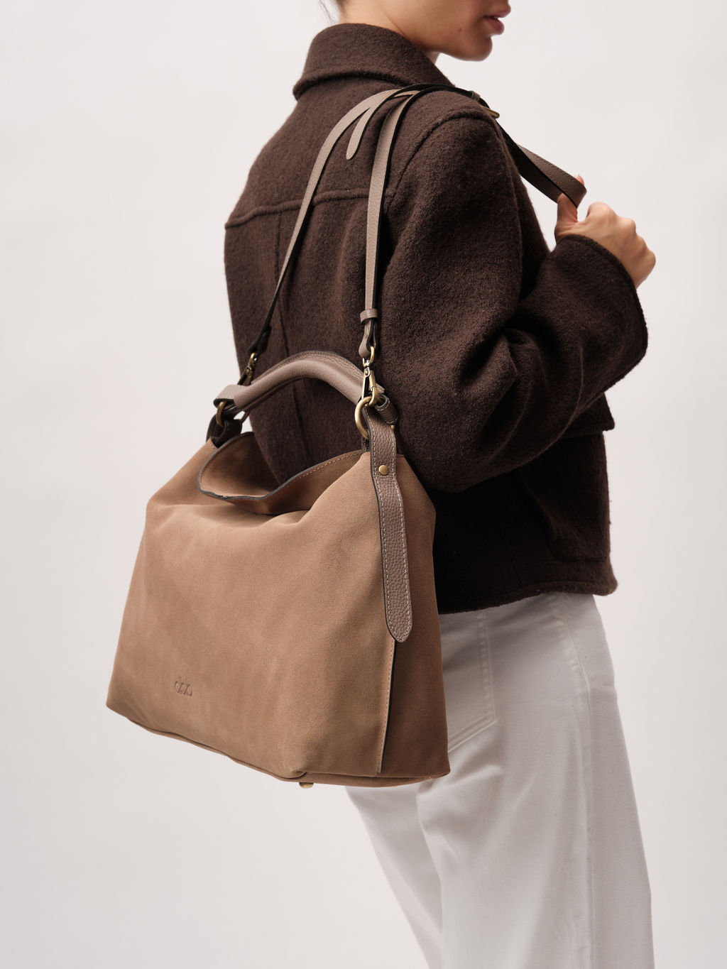 Замшевая сумка Andrea DBR 31374 серо-коричневый  фото 10