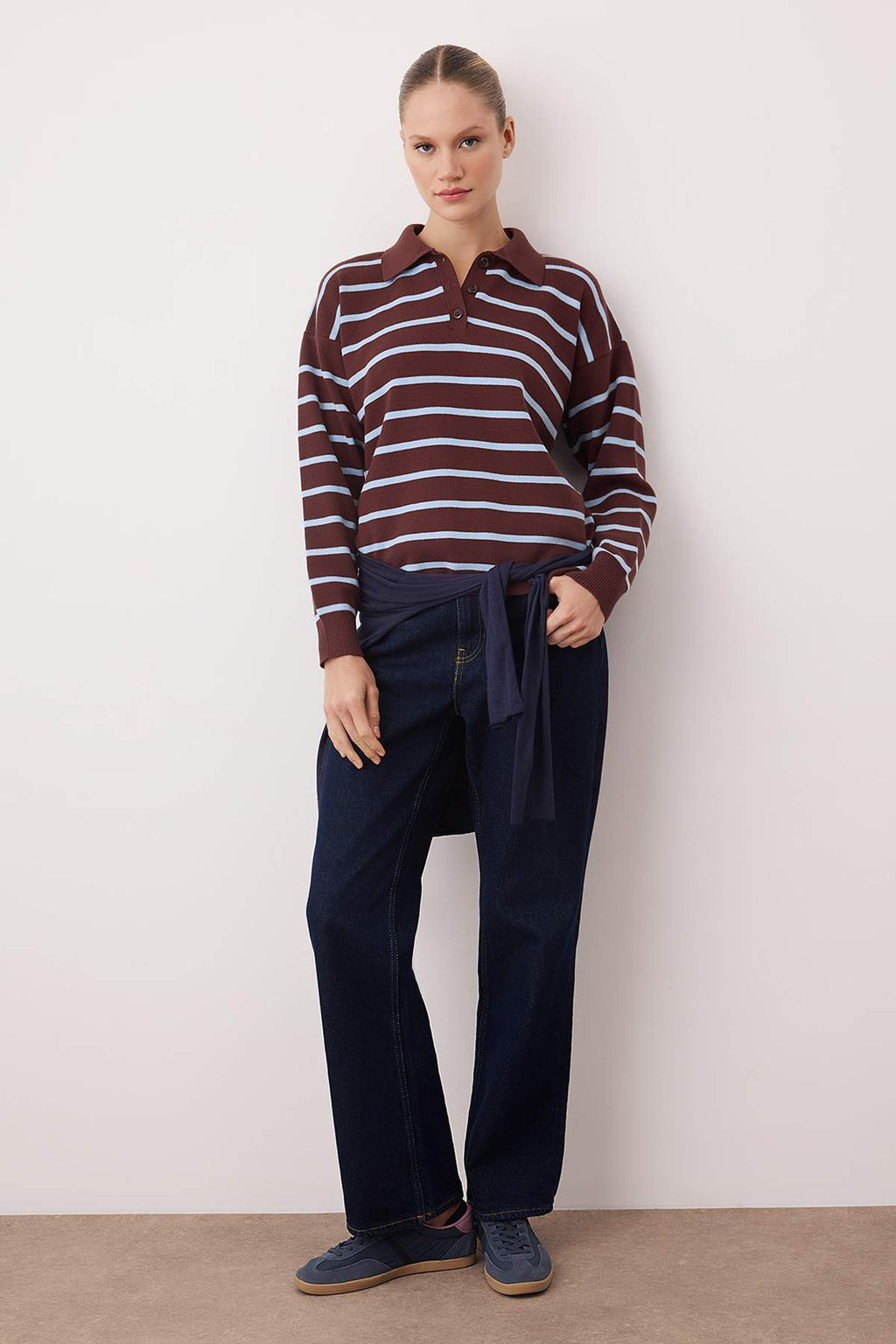 Wardrobe Essentials Lacivert Premium/Ozel Iplik Polo Yaka Triko Kazak | TWOAW26KZ00060 - Trendyolmilla фото 21