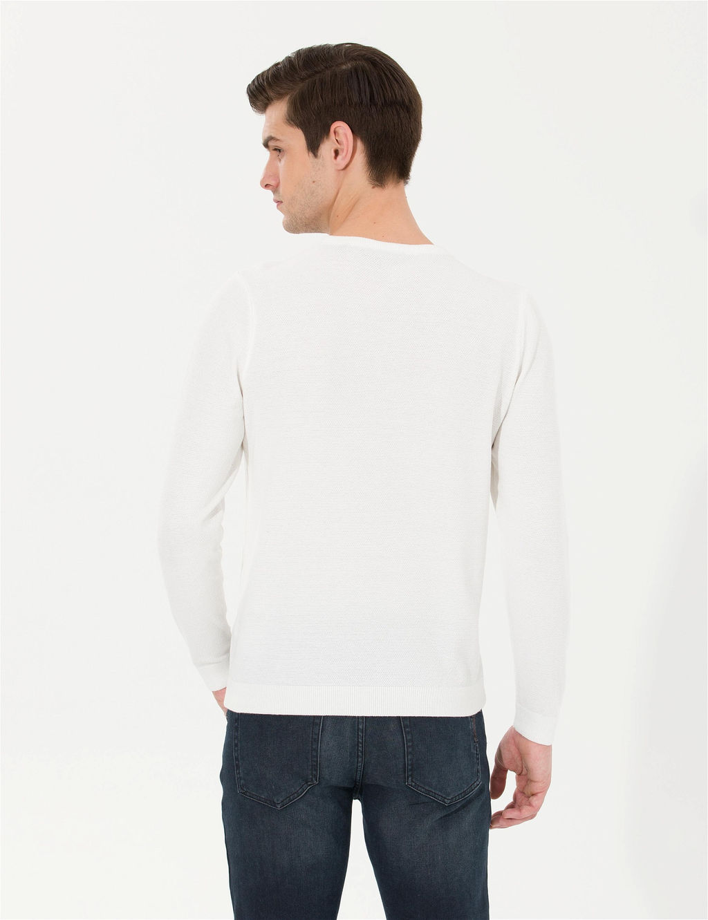 Ekru Slim Fit Bisiklet Yaka Triko Kazak - Pierre cardin фото 5