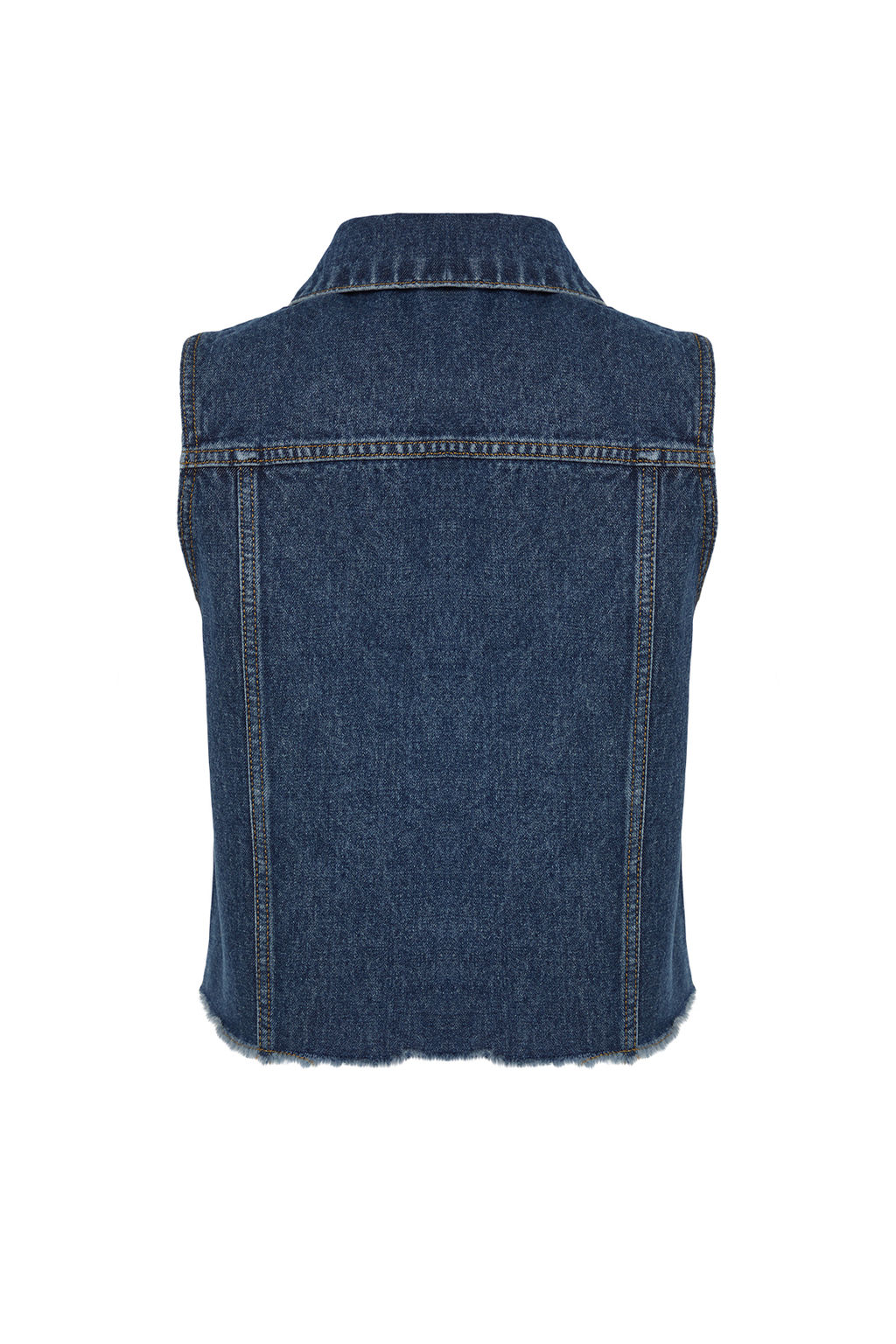 TRENDYOLMILLA Koyu Mavi More Sustainable Crop Denim Yelek TWOSS24YE00029  фото 8