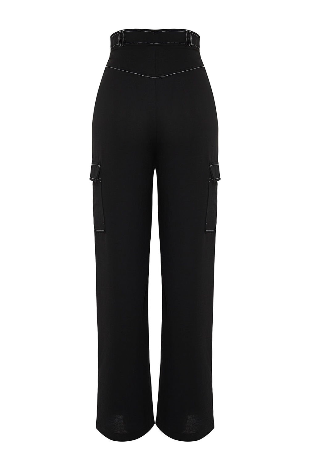 TRENDYOLMILLA Siyah Kargo Genis Paca Kontrast Dikis Detayl? Dokuma Pantolon TWOSS21PL0288  фото 9