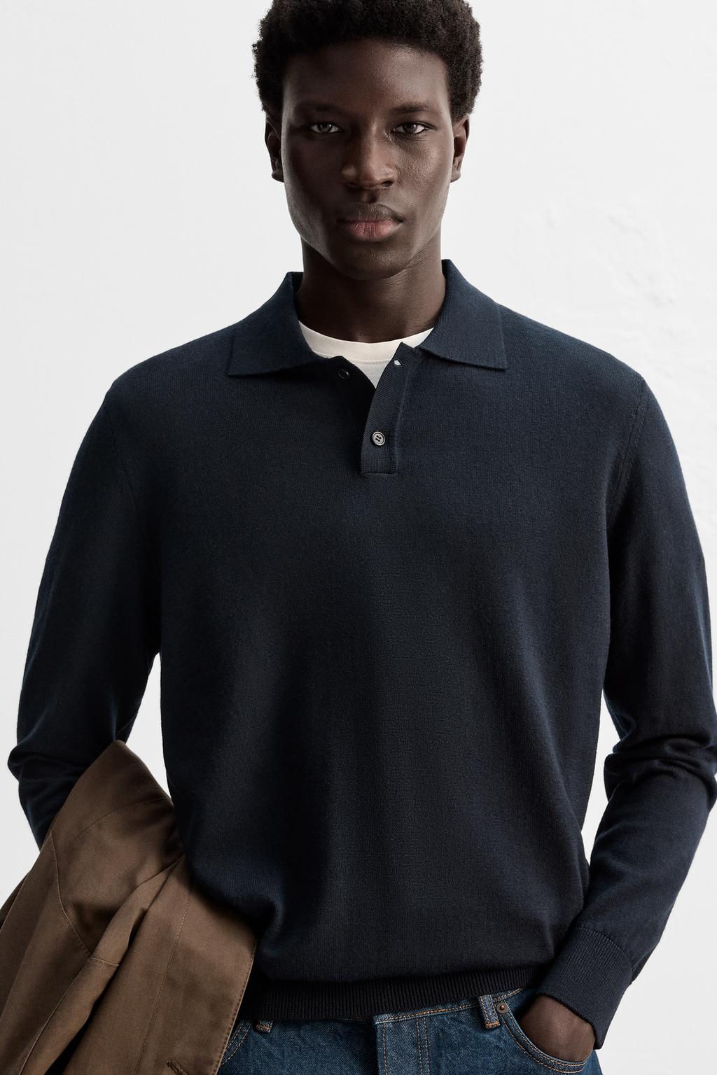 MERINO WOOL KNIT POLO SHIRT - Zara фото 4