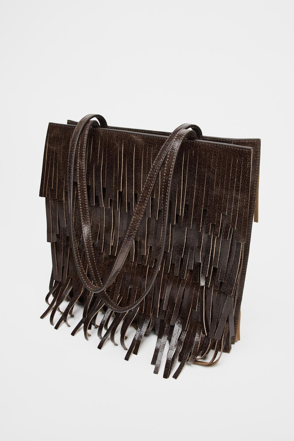 FRINGED LEATHER BAG - Zara фото 4