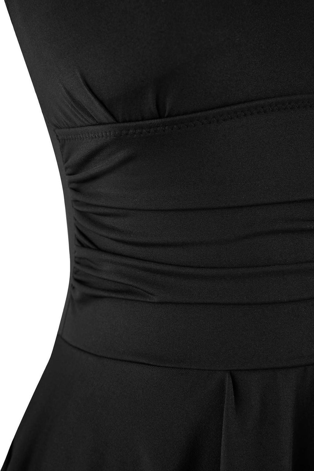 Siyah Drapeli V Yaka Elbise Mayo TBESS26MA00002 - Trendyolmilla фото 3