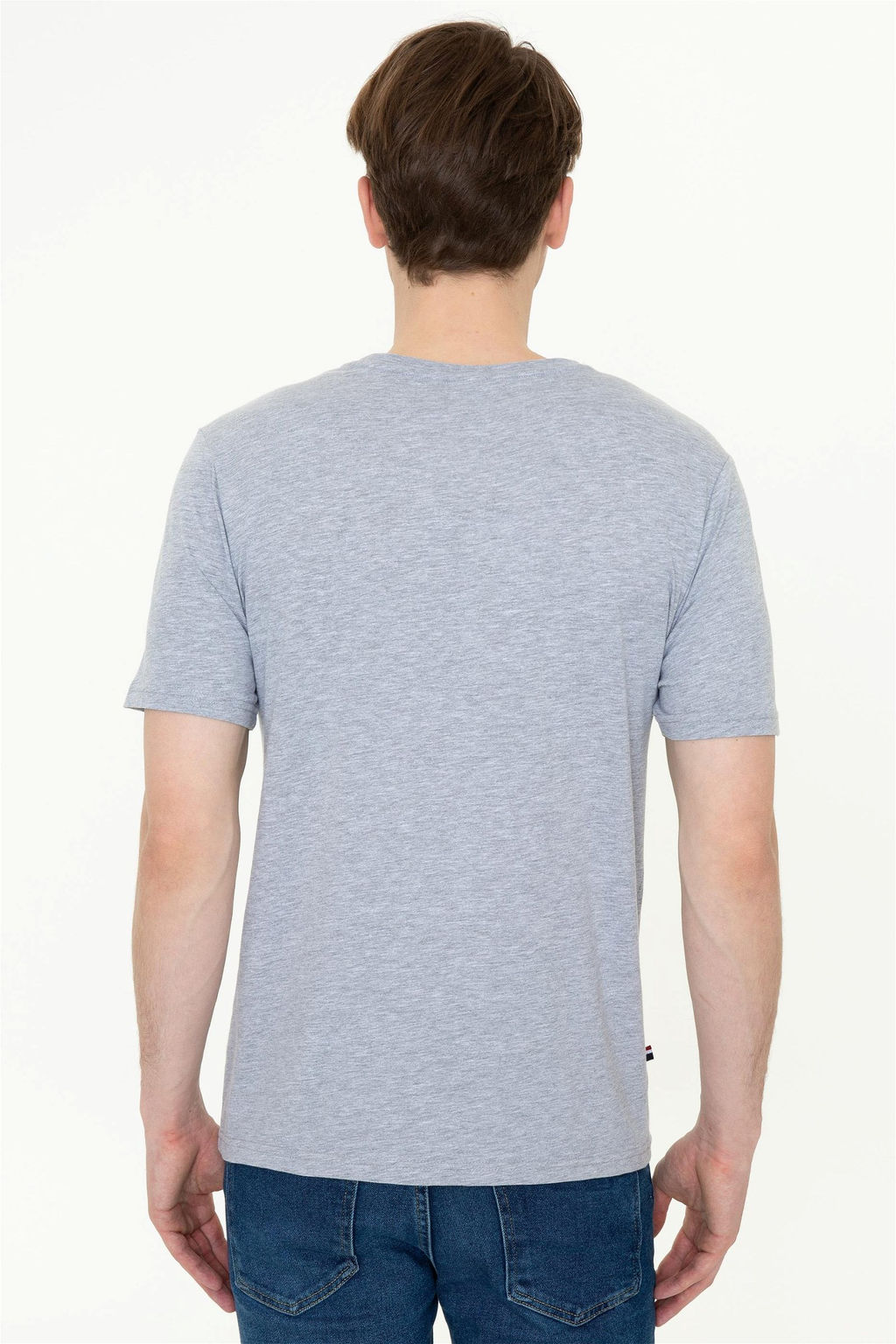 Мужская серая меланжевая футболка с круглым вырезом Basic - U.s. polo assn фото 10