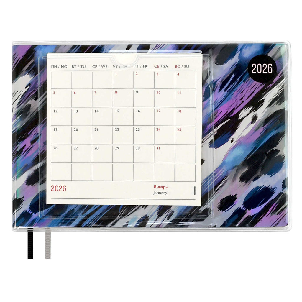 Еженедельник датированный 2026 ESCALADA, 180х127 мм, 64 л., арт. 70546/ 20 ЛЕОПАРД ГОЛУБОЙ