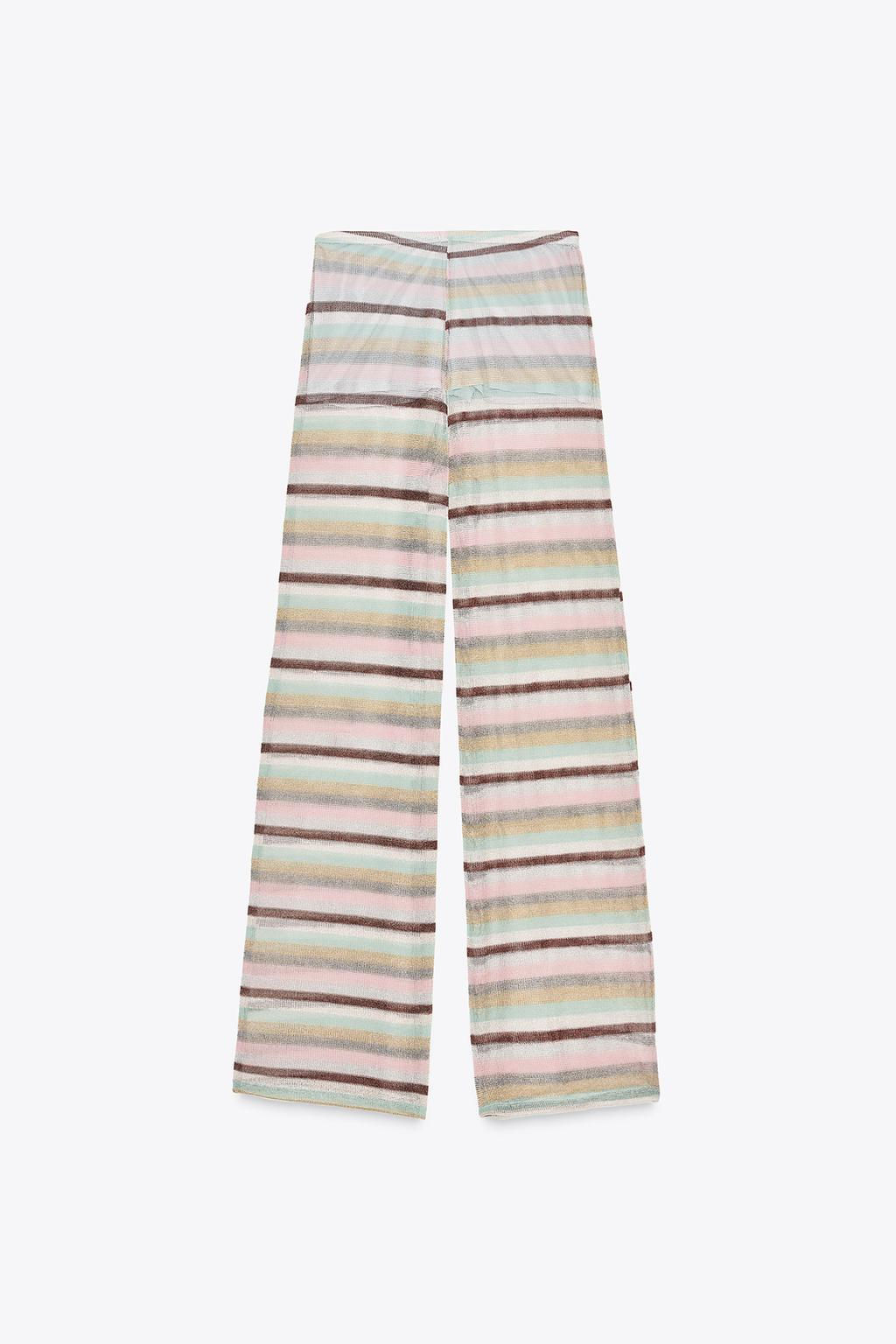 STRIPED METALLIC THREAD TROUSERS - Zara фото 7