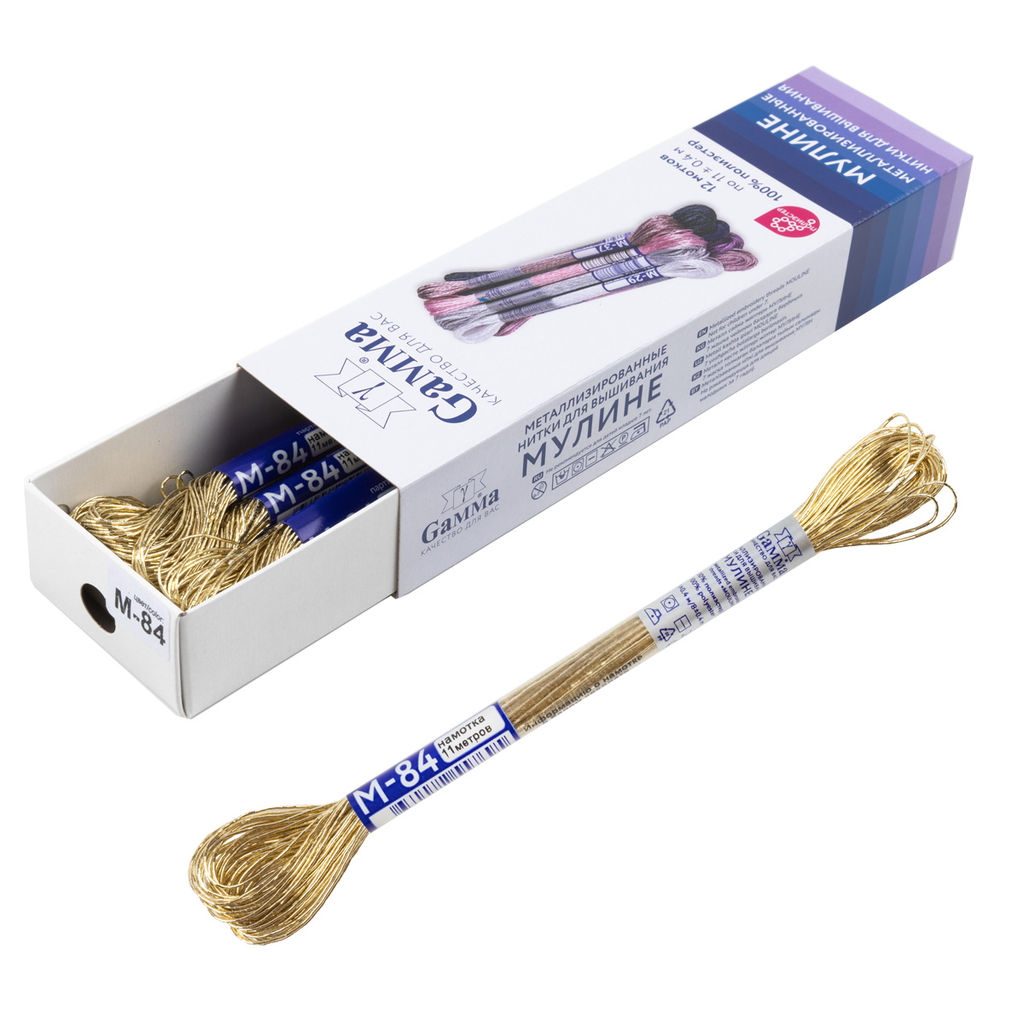 Нитки для вышивания Gamma мулине JT металлик 100% полиэстер 12 x 11 м