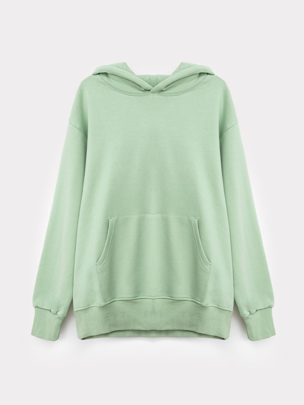 Теплое худи с карманом-кенгуру в светло-зеленом цвете зелёный 76902