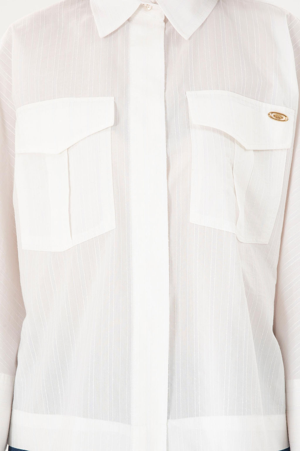 Женская рубашка с длинным рукавом цвета экрю - U.s. polo assn фото 6