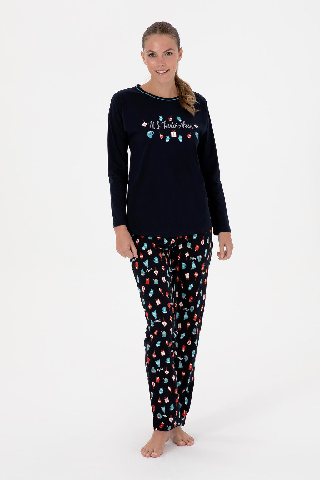Kad_n Lacivert Pijama Tak_m_ Sepette S_rpriz _ndirim - U.s. polo assn фото 4