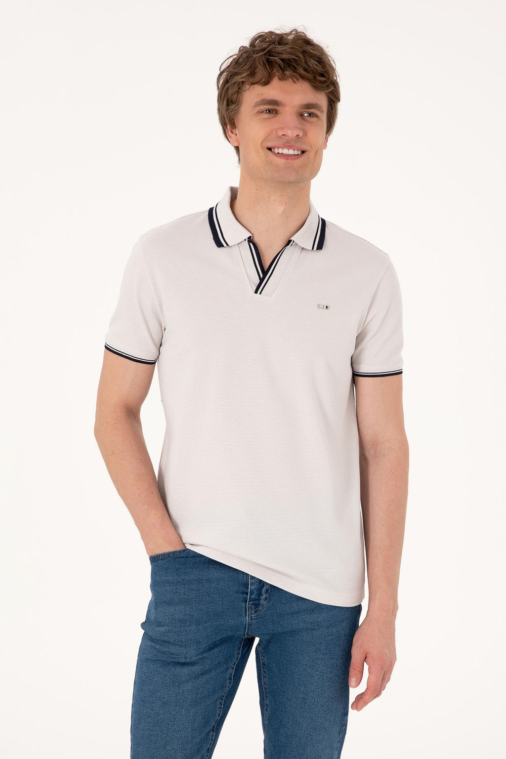 Erkek Slim Fit Ka__k Yaka A__k Gri Ti__rt Sepette S_rpriz _ndirim