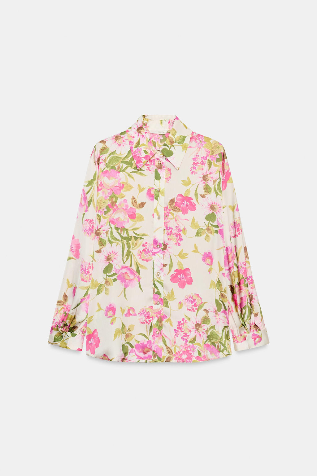 CAMISA SATINADA ESTAMPADO FLORAL / Multicolor - Zara фото 7