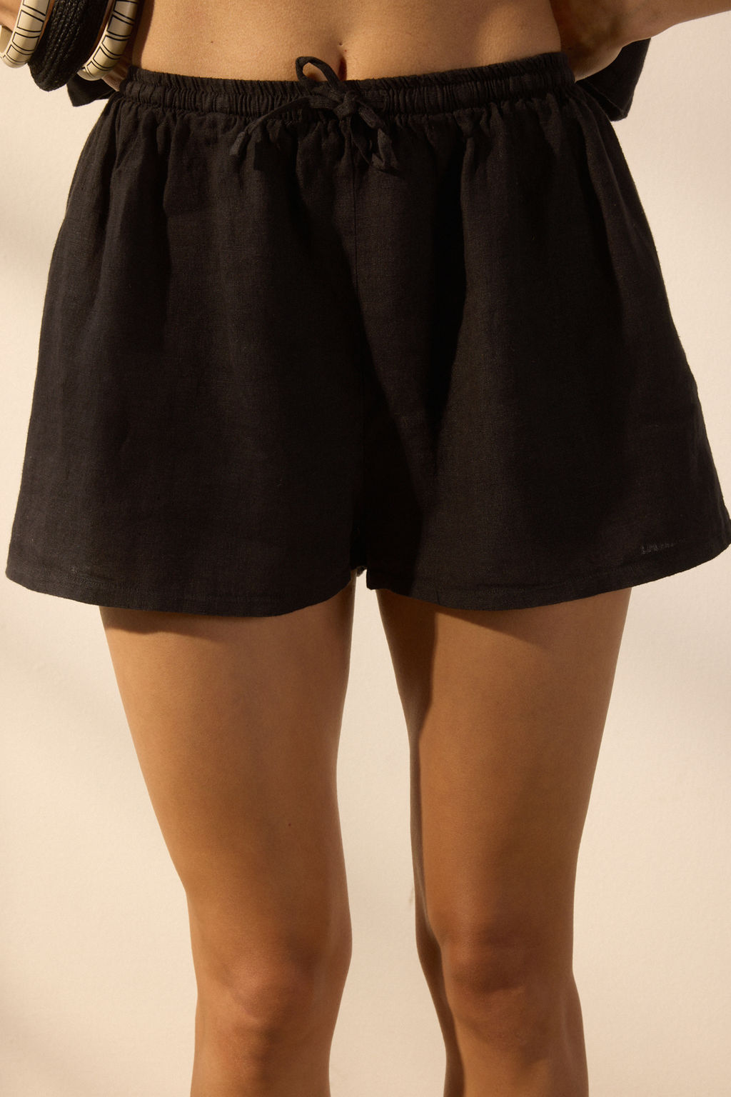 Siyah Dokuma %100 Keten Plaj Sort TBESS25SR00013