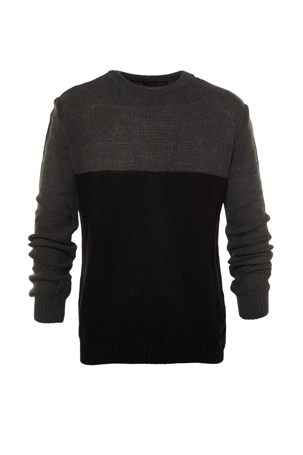 TRENDYOL MAN Siyah Slim Fit Dar Kesim Bisiklet Yaka Renk Bloklu Triko Kazak TMNAW21KZ0544 - Trendyolmilla фото 8