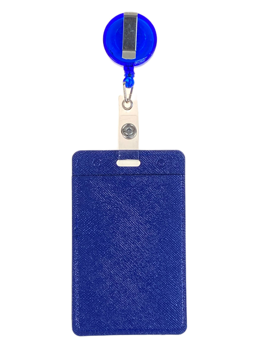 Бейдж с лентой на рулетке вертикальный, цвет синий - Greta фото 2