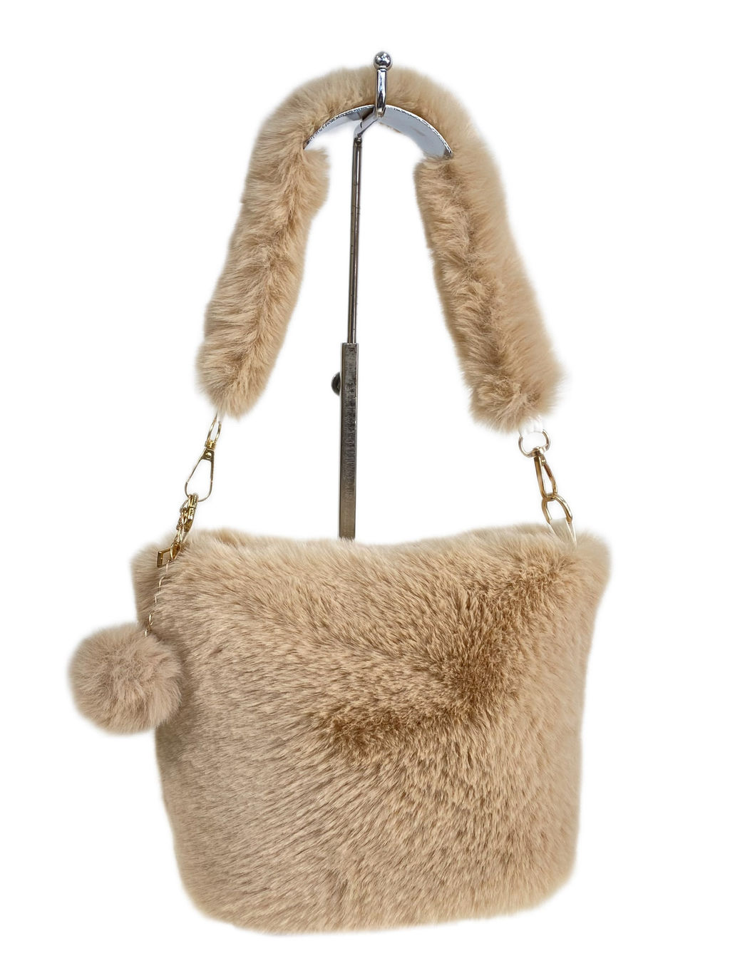 Женская сумка из искусственного меха, цвет светло коричневый