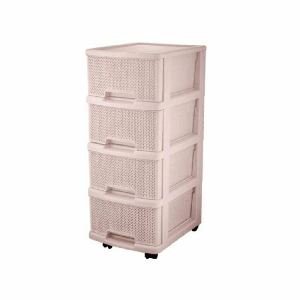 Комод Keeplex Ajur с ящиками на колесиках 3-секционный компакт 37х30х56,3см бежевый топазKL379322005 - Plastic repablic фото 2