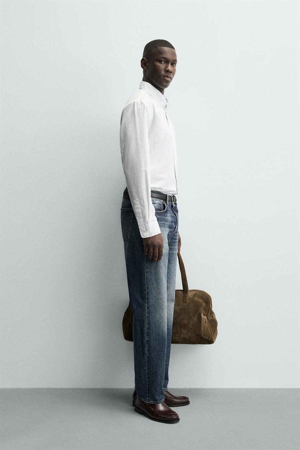 CAMISA ALGOD?N SOFT / Blanco / Celeste - Zara фото 4