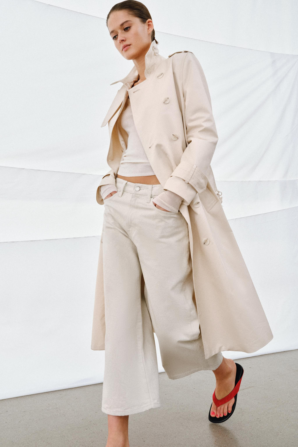 JEANS ZW COLLECTION CULOTTE TIRO MEDIO / Piedra - Zara фото 5
