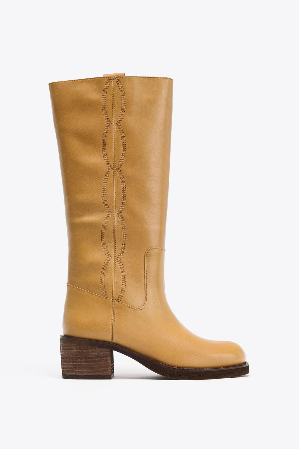 LEATHER TOPSTITCHED BOOTS - Zara фото 11