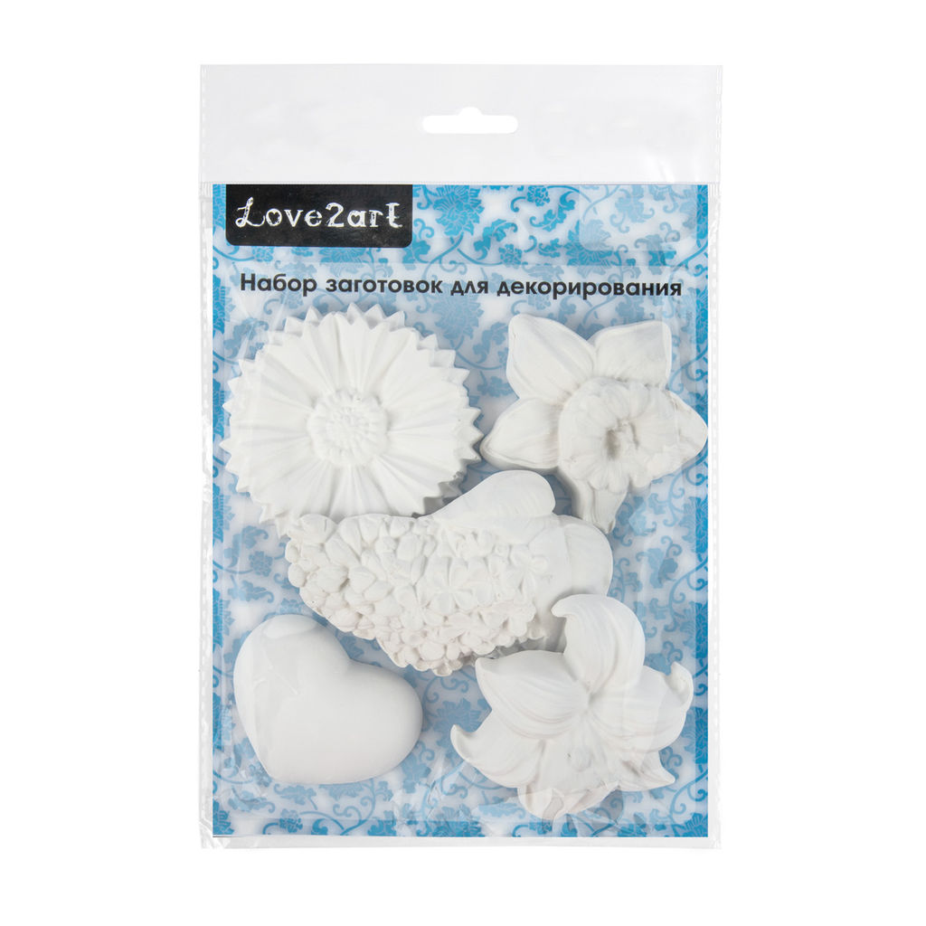 Заготовка для декорирования Love2art ВА-10 Набор заготовок для декорирования гипс 21 х 16 х 2 см 5 шт Цветы  фото 4