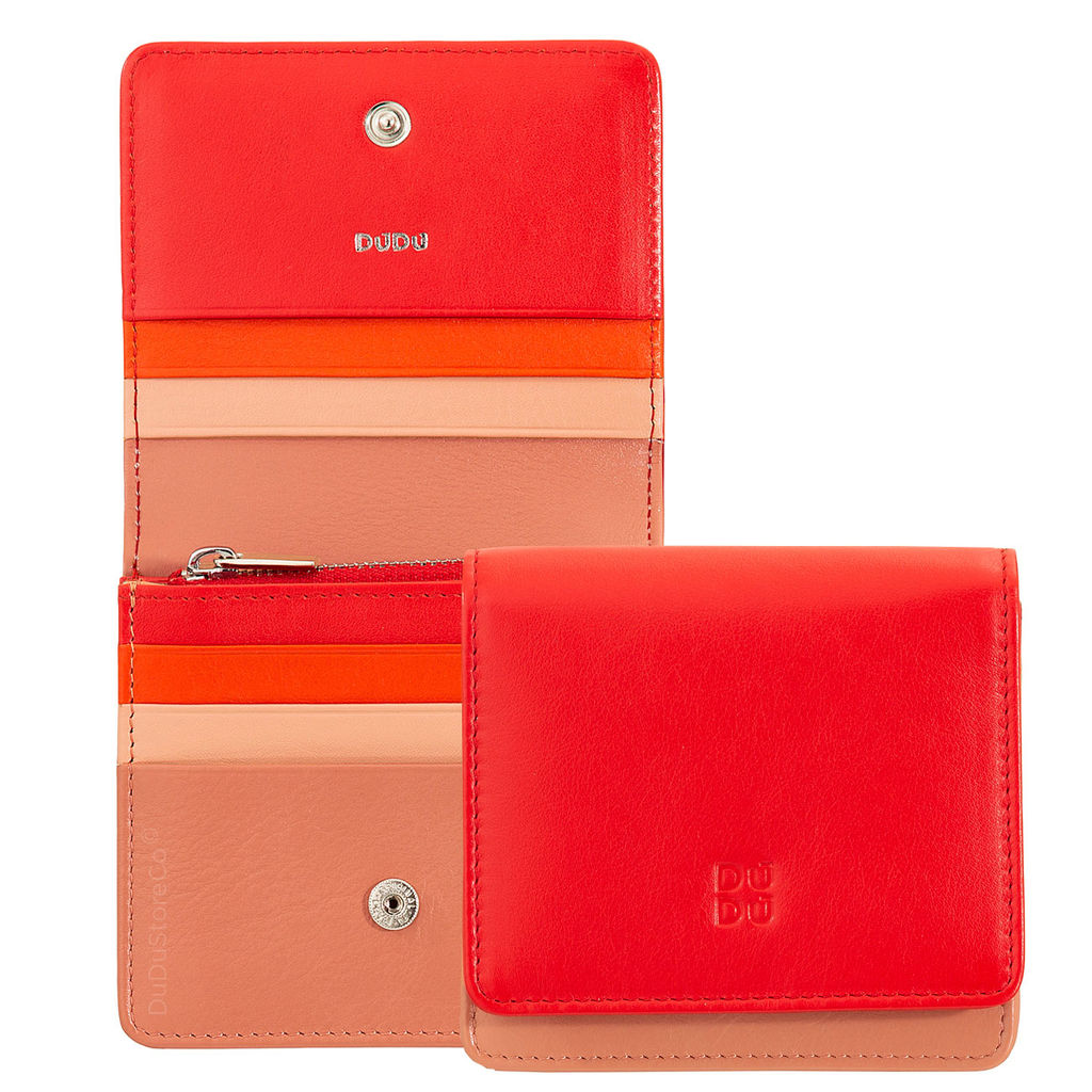 Итальянский кожаный кошелек DuDu серии Flores | огненно-красный