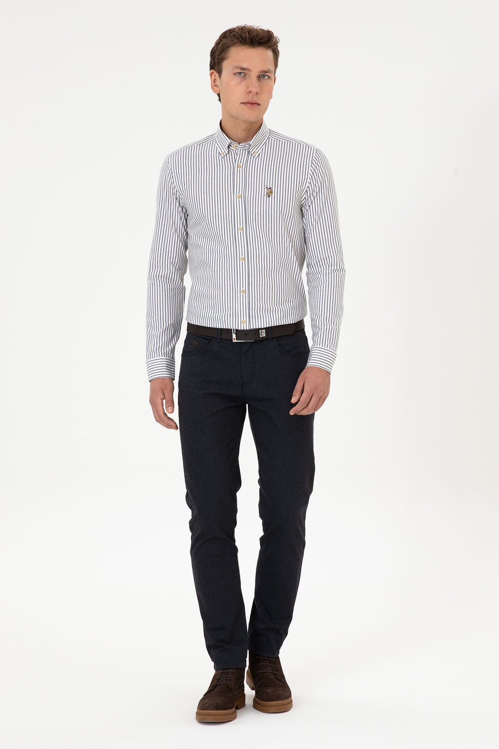 Erkek Lacivert Slim Fit Kanvas / Chino Pantolon - U.s. polo assn фото 9