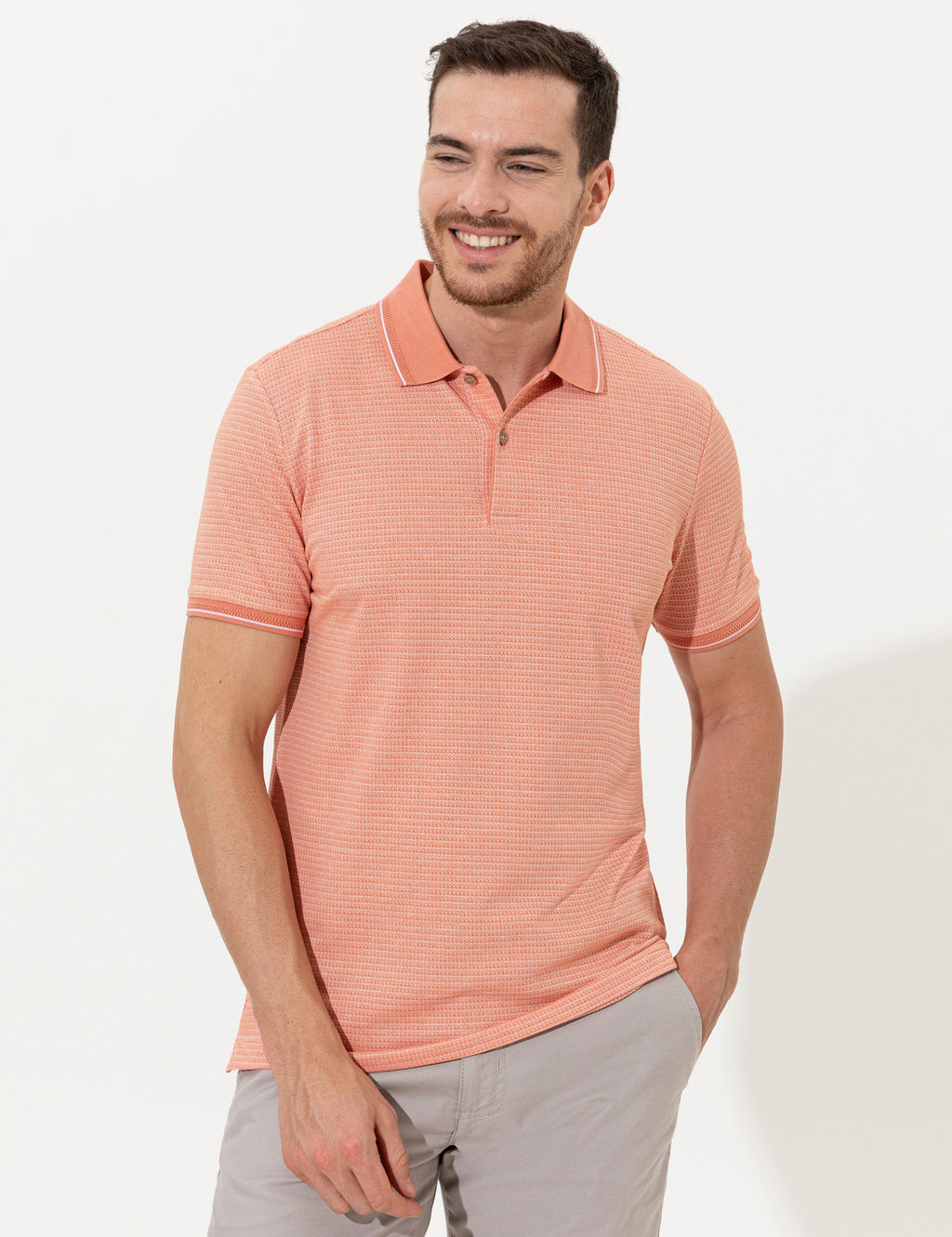 Coral Dokulu Slim Fit Polo Yaka Ti__rt