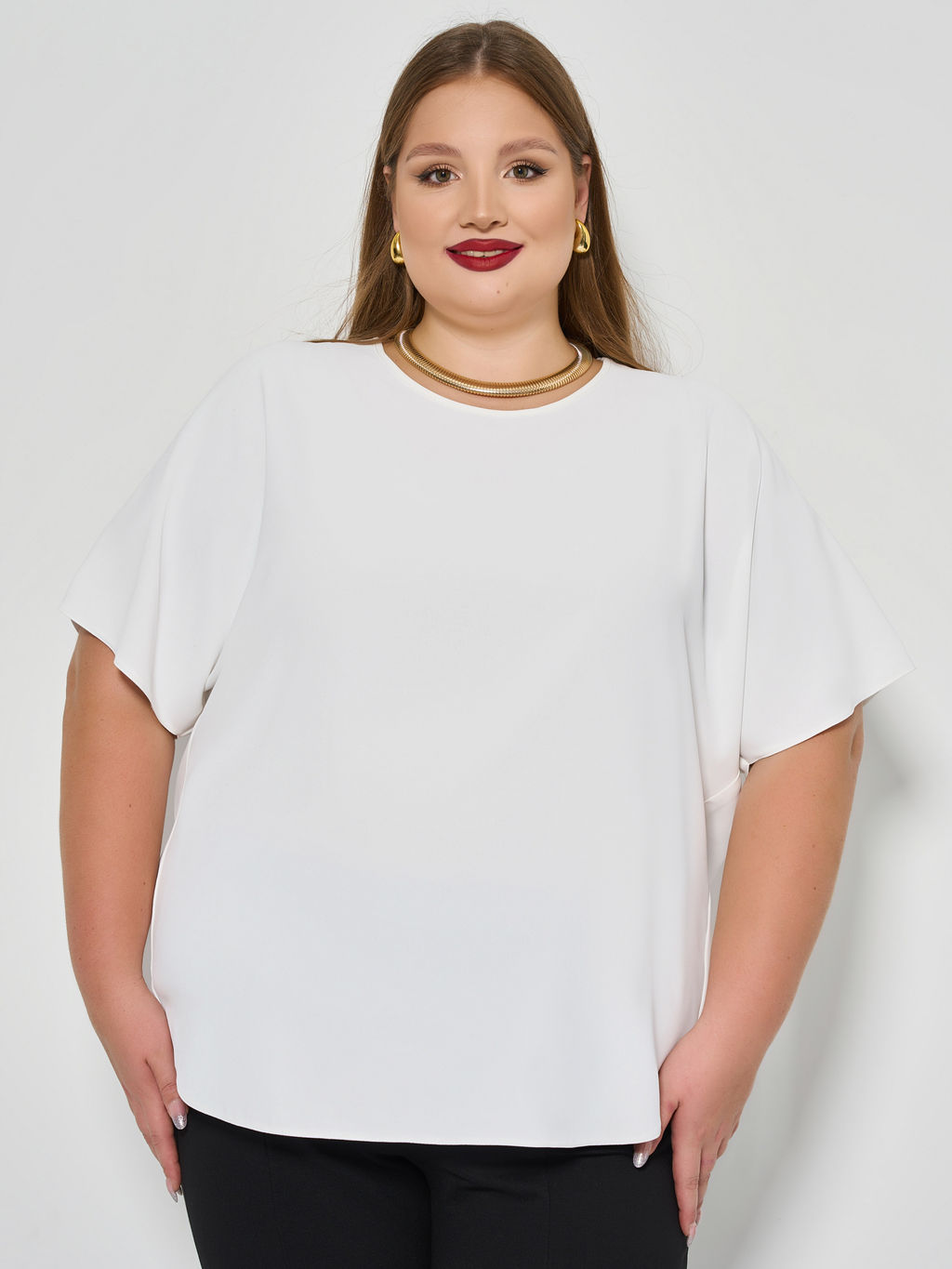 Блузка 0250-1 белый муар