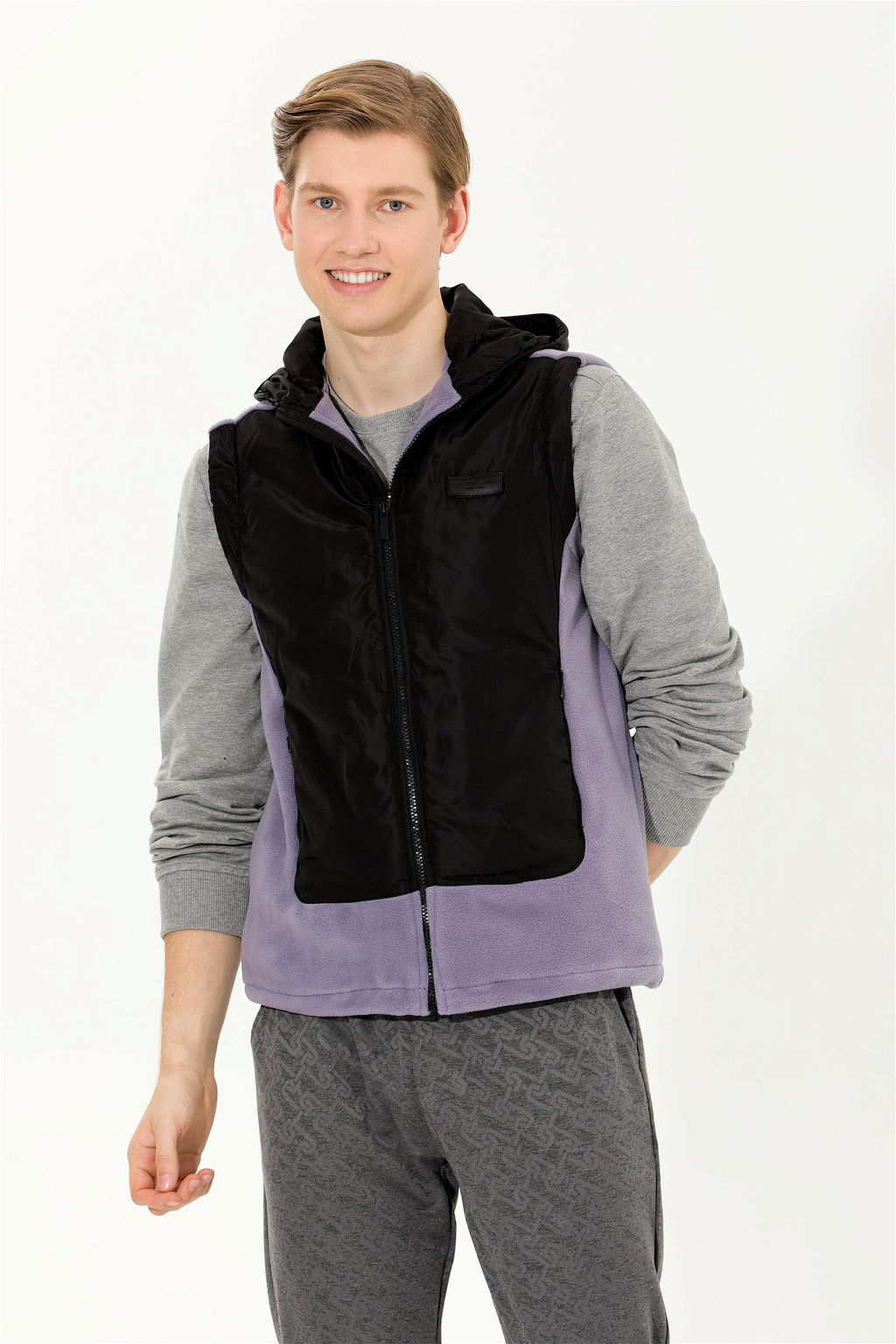 U. S. Polo Assn Мужской серый вязаный кардиган с капюшоном - U.s. polo assn фото 11