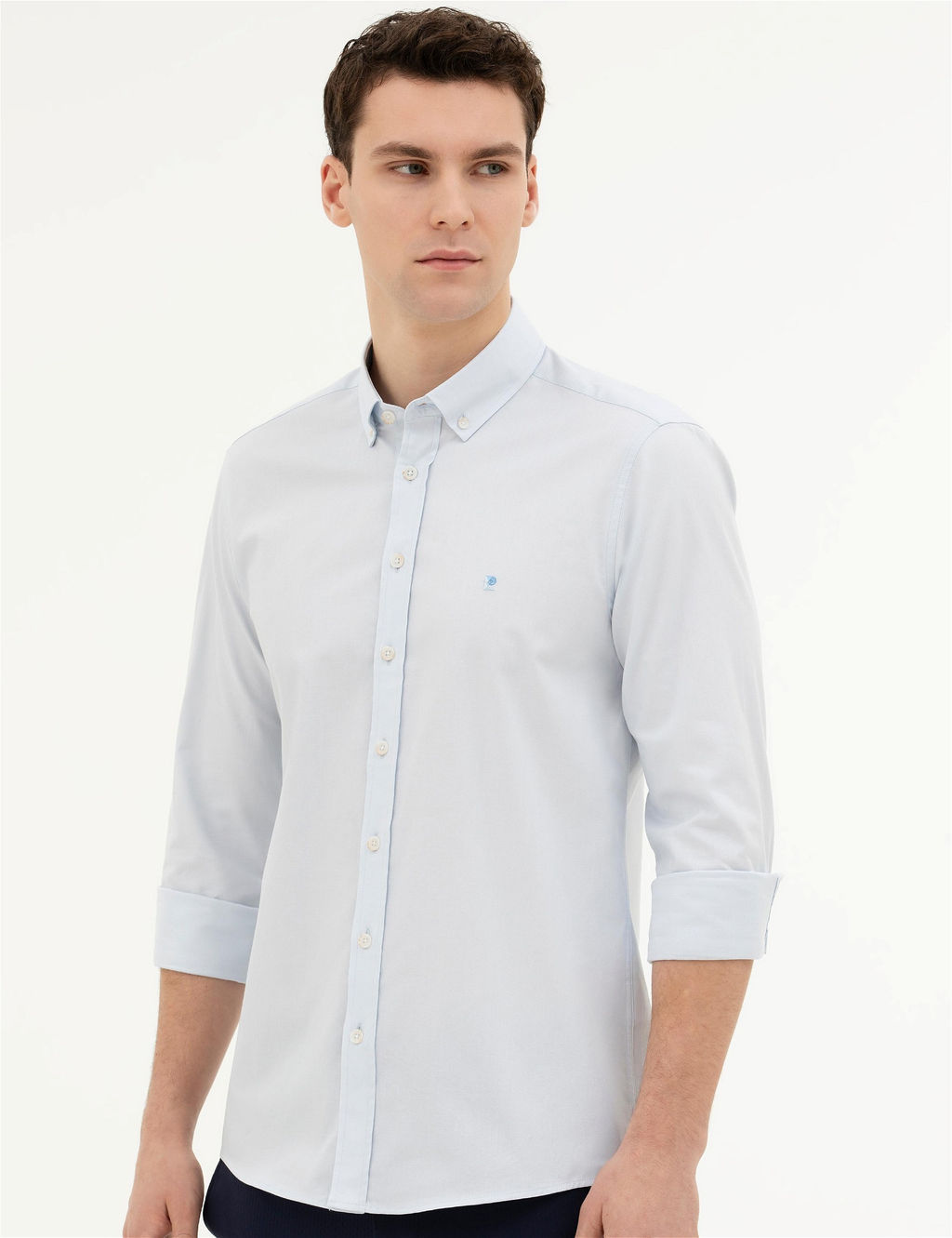 A__k Mavi Slim Fit Uzun Kollu G_mlek - Pierre cardin фото 3