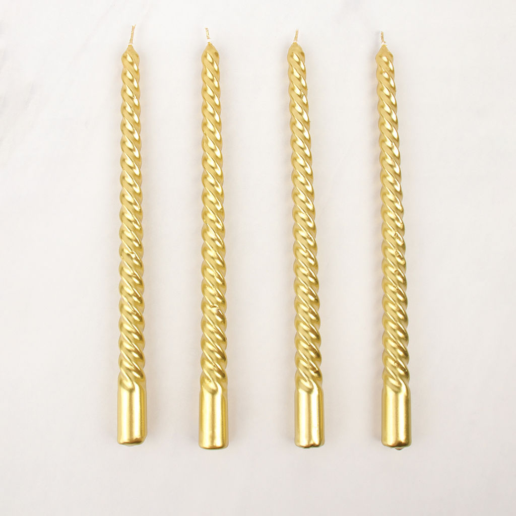 Свеча стержень 4 штуки 20 см витая глянец / MG-101 /уп 144/ золотая - ГалеонТрейд фото 5