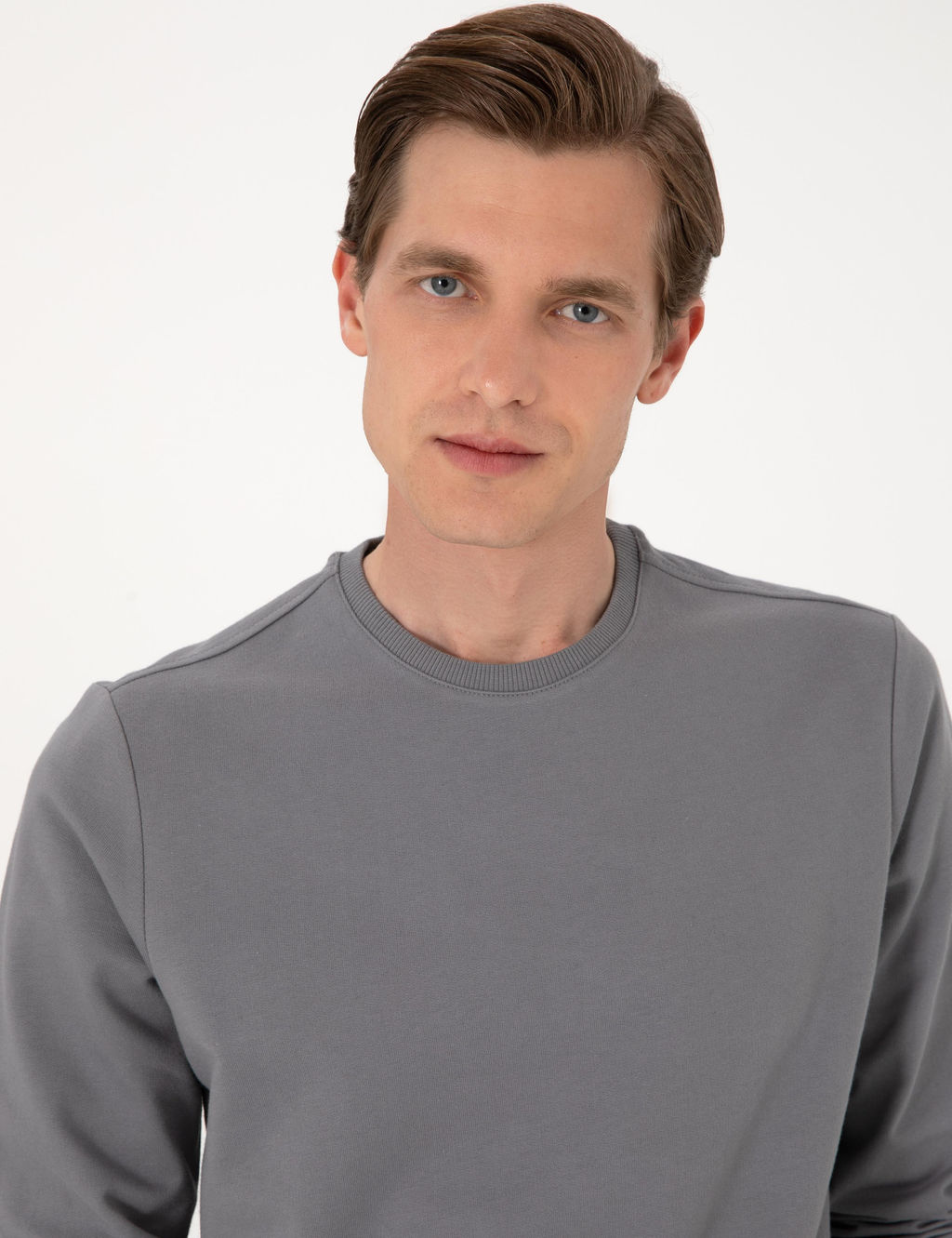 Gri 2 _plik Regular Fit Bisiklet Yaka Basic Sweatshirt - Pierre cardin фото 2