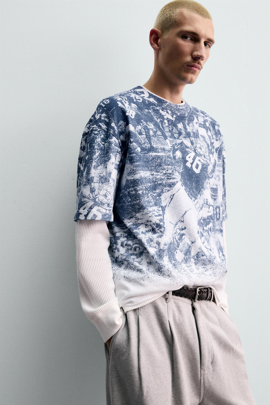 CHAMPION ® X ZARA AMERICAN FOOTBALL PRINT T-SHIRT  фото 5
