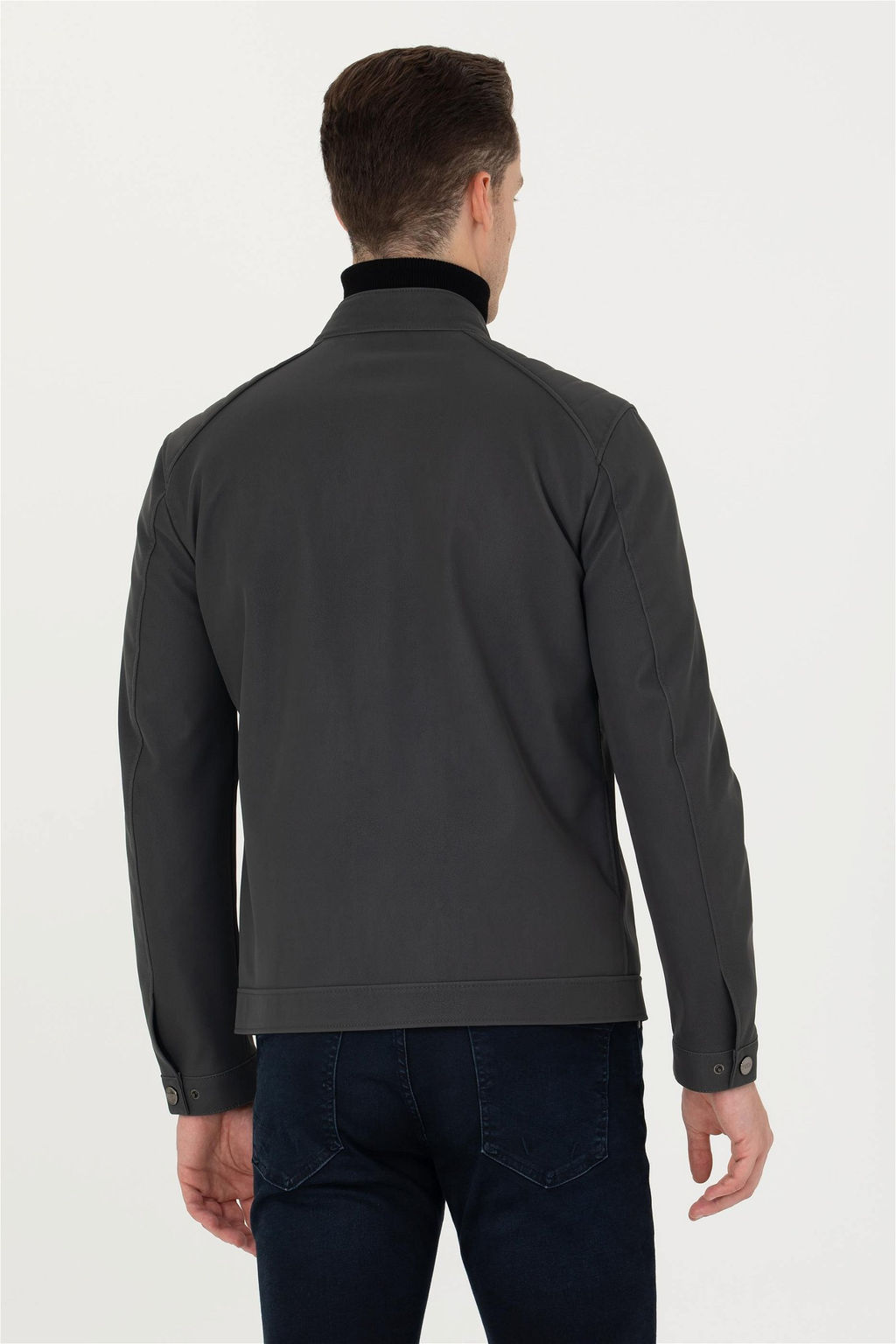 U. S. Polo Assn / Мужская кожаная куртка антрацитового цвета - U.s. polo assn фото 5