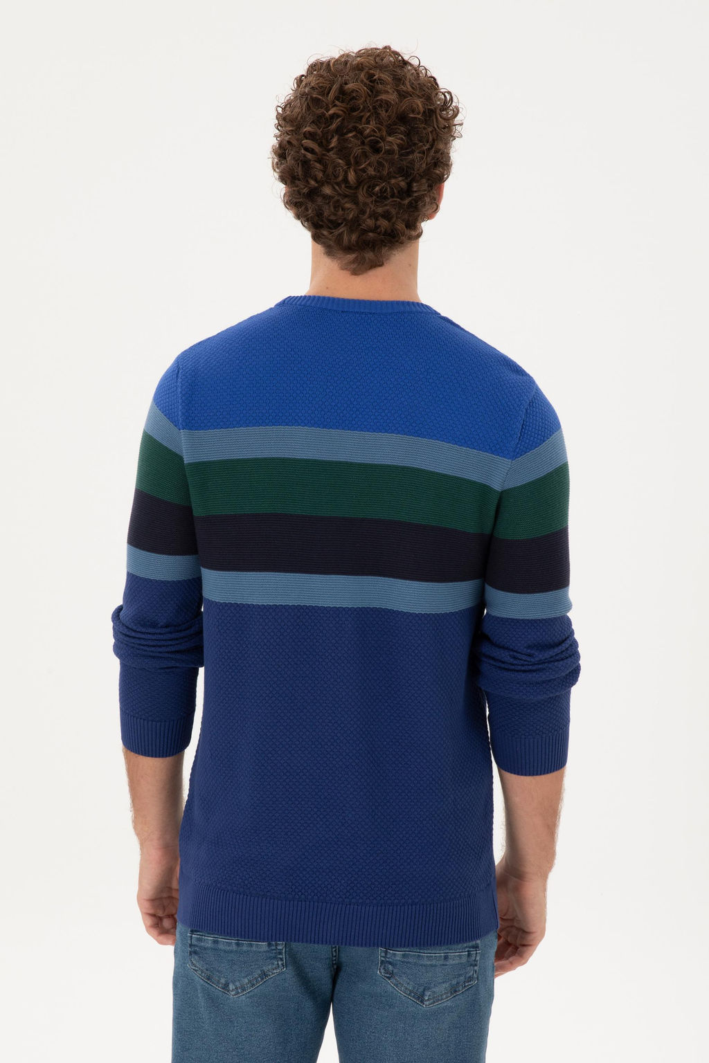 Erkek Slim Fit Bisiklet Yaka _ndigo Kazak - U.s. polo assn фото 5