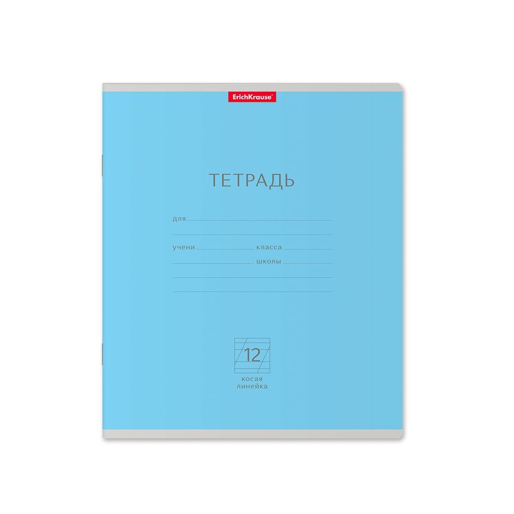 Цена за 280 шт. Тетрадь школьная ученическая ErichKrause Классика голубая, 12 листов, косая линейка (в плёнке по 10 шт.)  фото 51