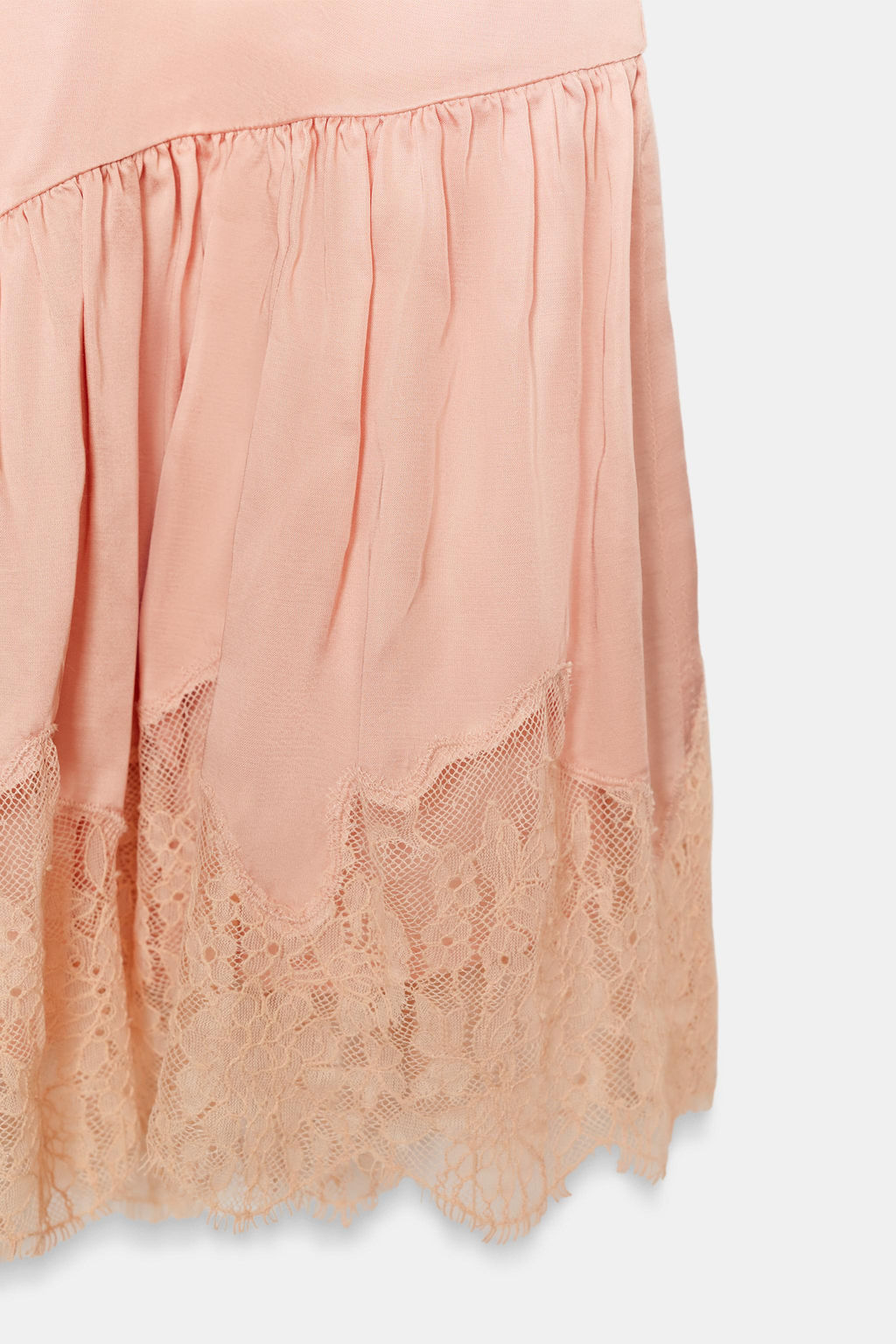 VESTIDO LENCERO SATINADO ENCAJE / Rosa pastel - Zara фото 7