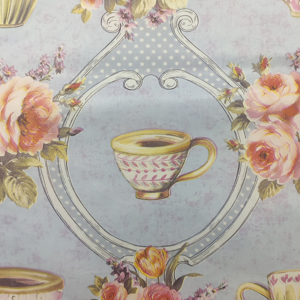 Скатерть ПВХ, обработанная винил.кружевом 130(140)х200см