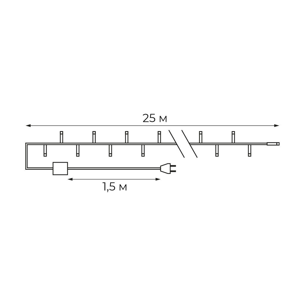 ULD-S2500-225/STK MULTI IP20 Гирлянда светодиодная, 25м. Соединяемая. 225 светодиодов. Разноцветный свет. Провод прозрачный. ТМ Uniel