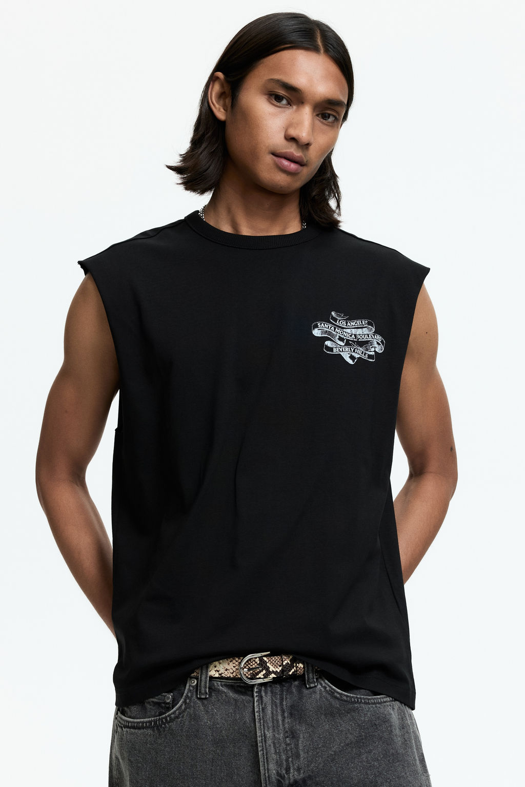 Camiseta sin mangas con motivo estampado Loose Fit - H&m фото 3