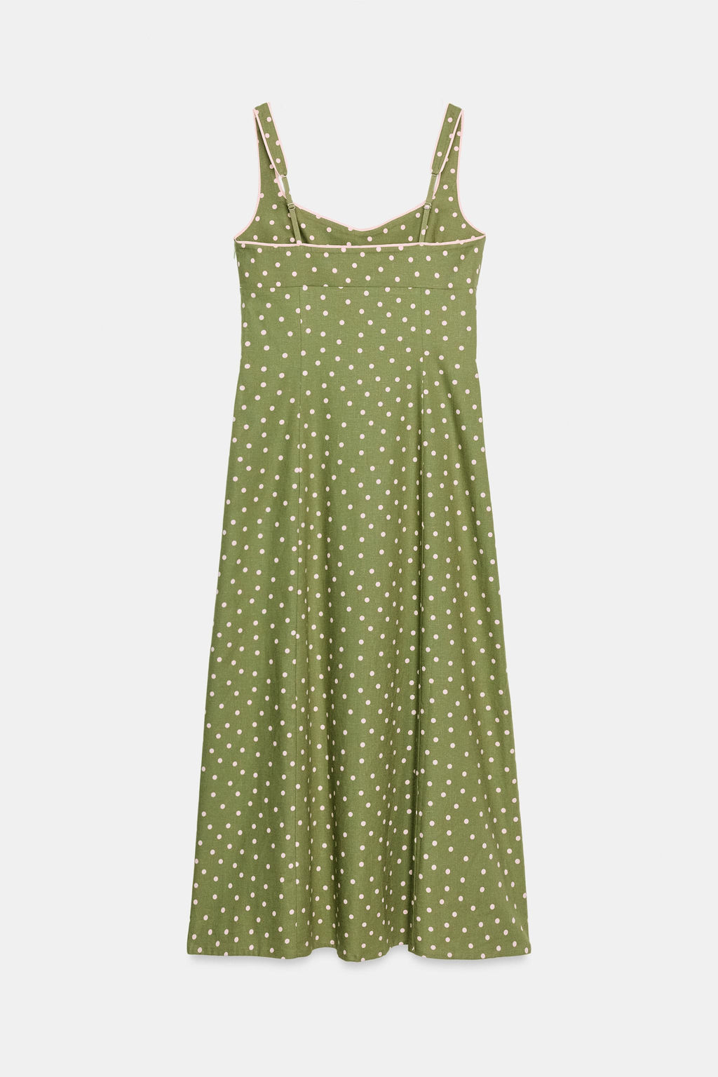VESTIDO MIDI LUNARES CON LINO / Multicolor