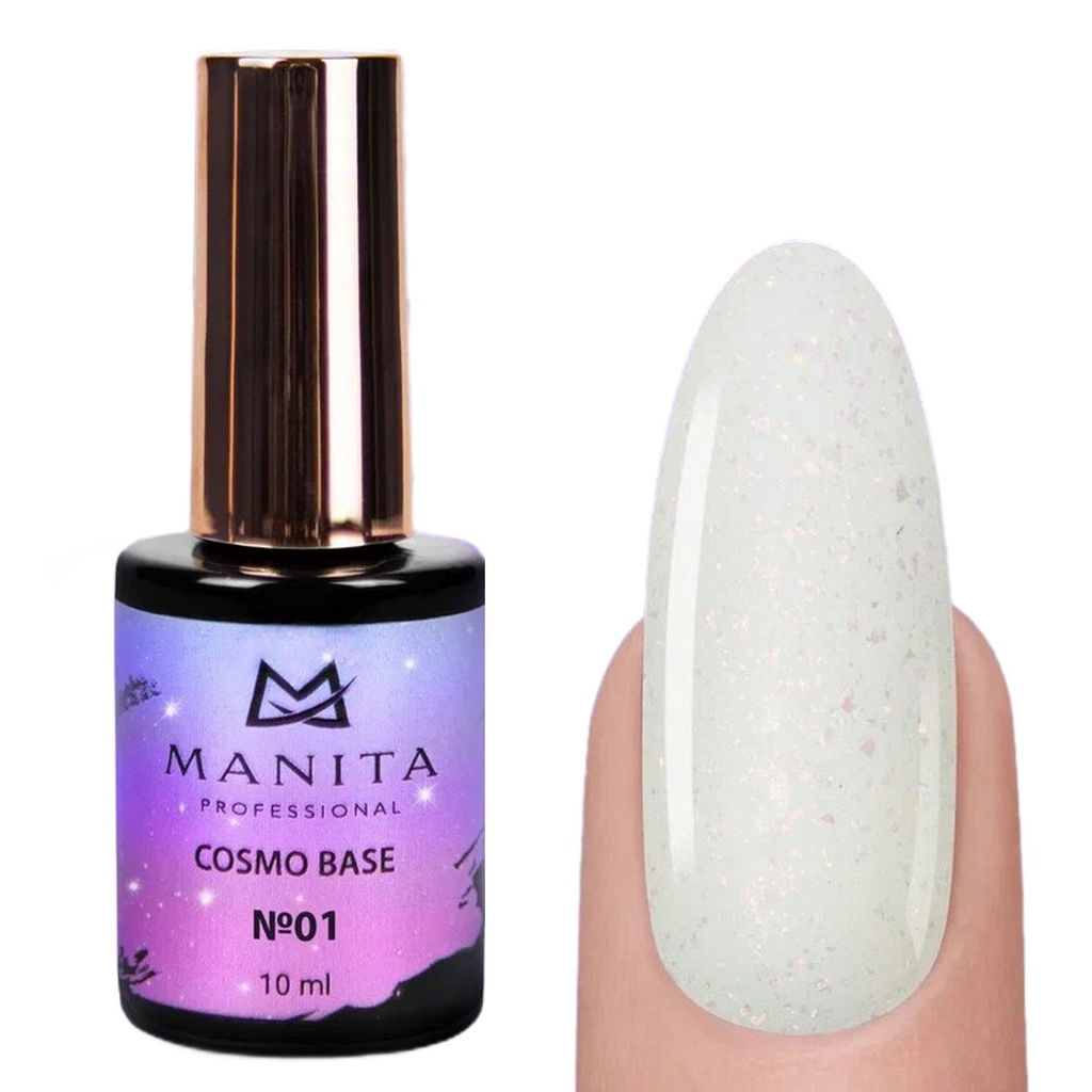 Manita Professional База для ногтей камуфлирующая с блестками №01 / Cosmo Base, 10 мл  фото 6