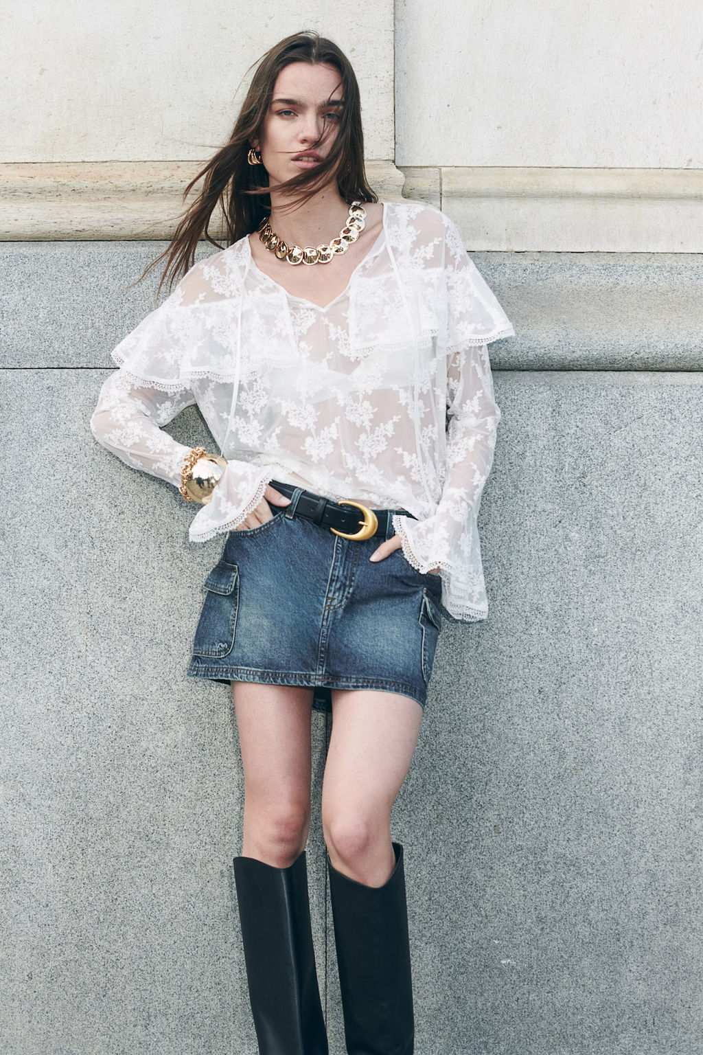 Minifalda cargo en denim - H&m фото 3