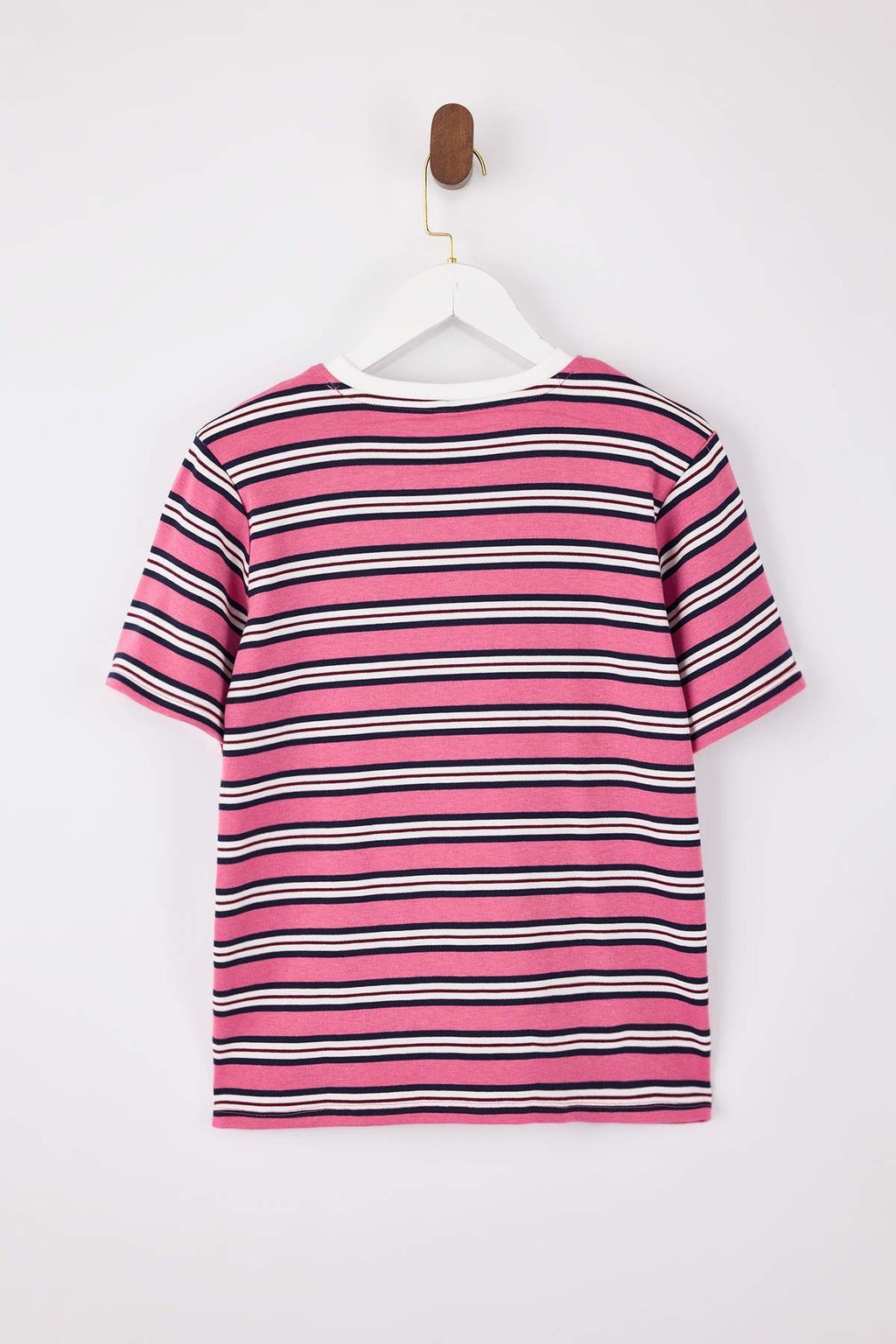 Pembe Cizgili Regular/Normal Kal?p K?sa Kollu Tok %100 Pamuk Vatkal? Orme T-Shirt TWOSS26TS00031