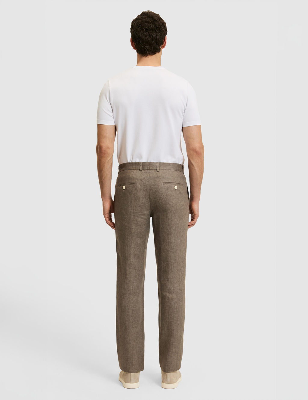 Kahverengi Slim Fit Beli Lastikli %100 Keten Pantolon