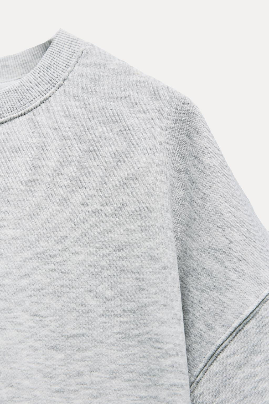 SHORT SLEEVE RIBBED PLUSH SWEATSHIRT - Zara фото 12