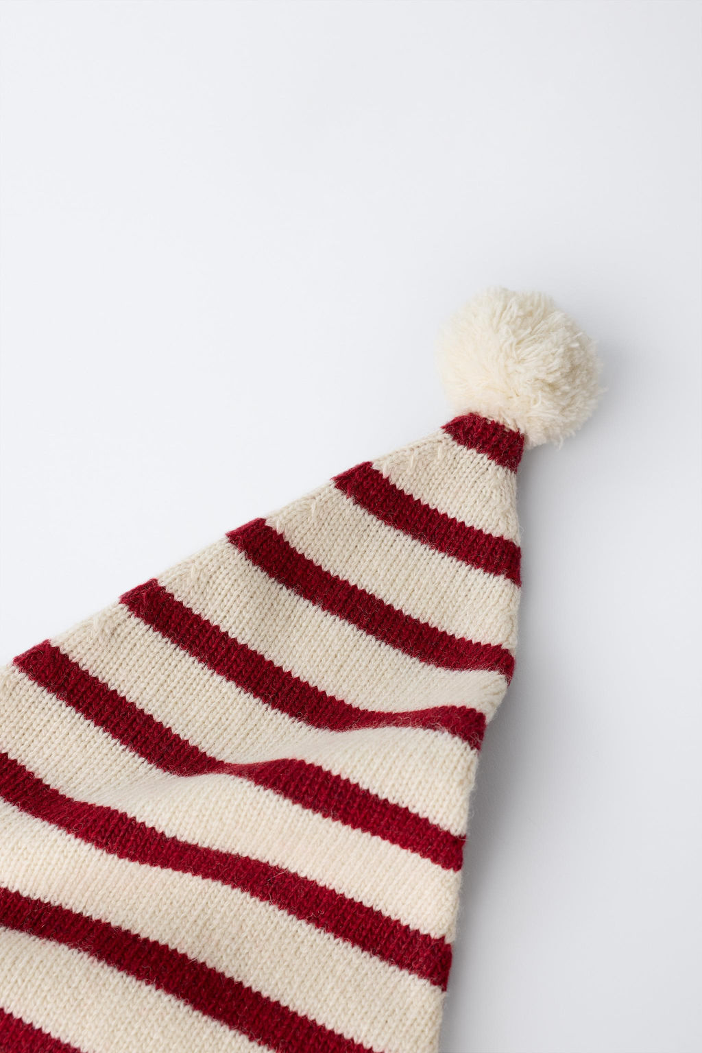 STRIPED KNIT BEANIE WITH POMPOM AND WOOL - Zara фото 3